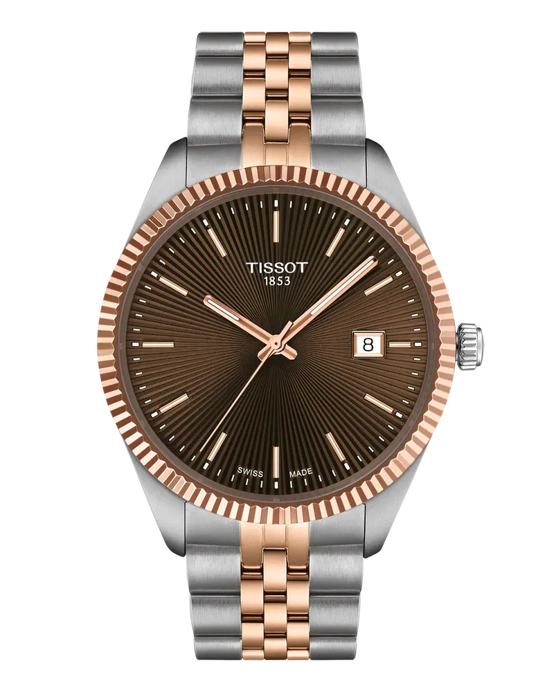 Tissot Ballade 40mm, Swiss Made Quarzwerk, Braun Roségold Herrenuhr T156.410.22.291.01 Braun