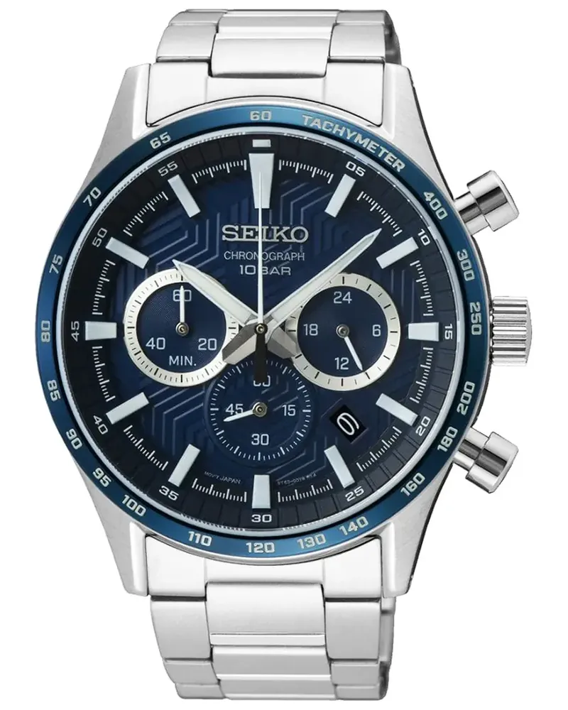 Seiko Sport Quarz Chronograph Herrenuhr SSB445P1 Blau