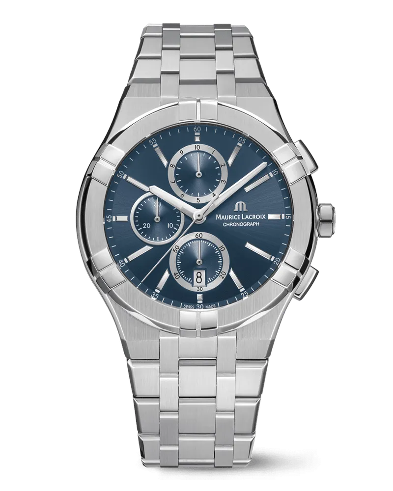 Maurice Lacroix Aikon Quarz Chronograph Herrenuhr AI1118-SS002-430-1 Blau
