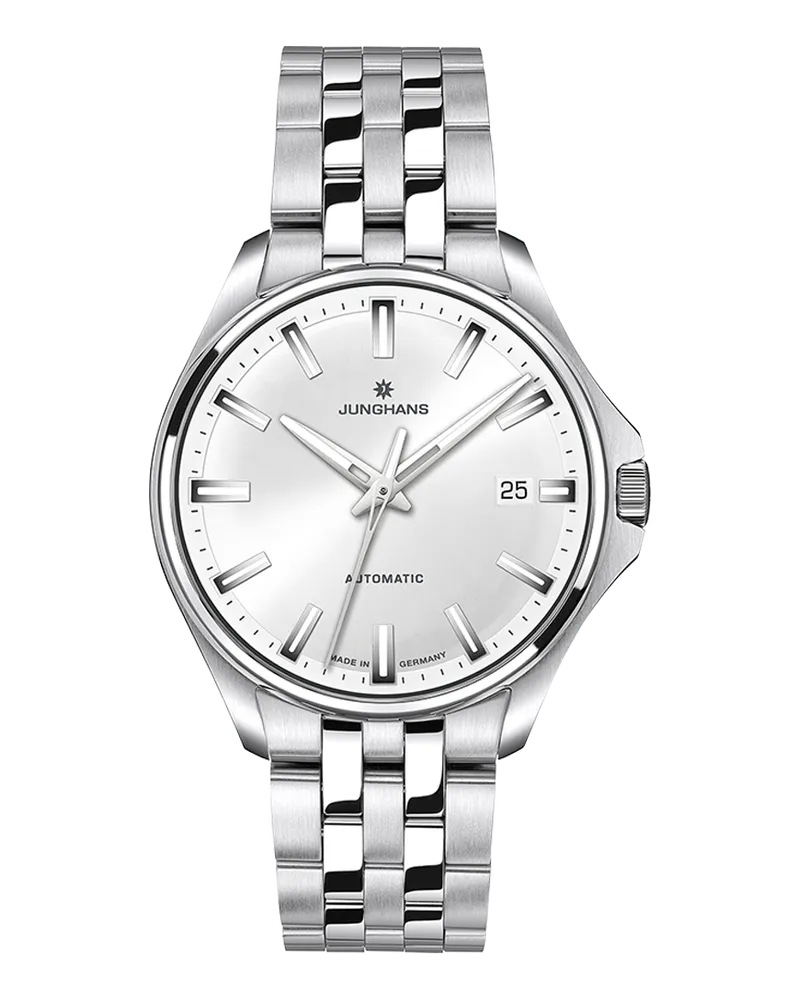 Junghans Meister S Automatic 36, Gangreserve bis zu 38 Stunden, Silber, Edelstahlband Herrenuhr 27/4683.44 