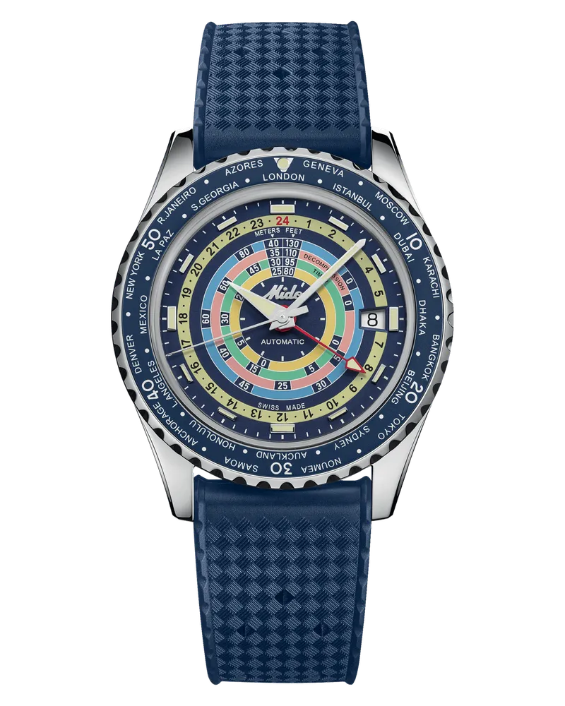 Mido Ocean Star Decompression Worldtimer Herrenuhr M026.829.17.041.00 Blau