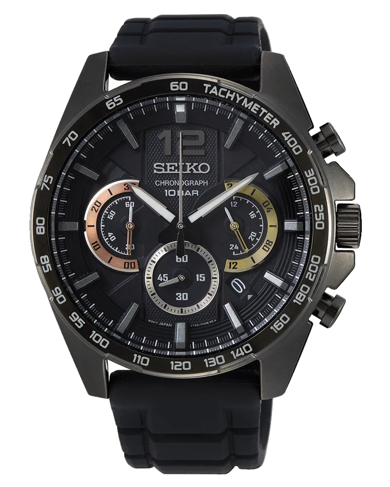 Seiko Chronograph SSB349P1 Herrenuhr Schwarz
