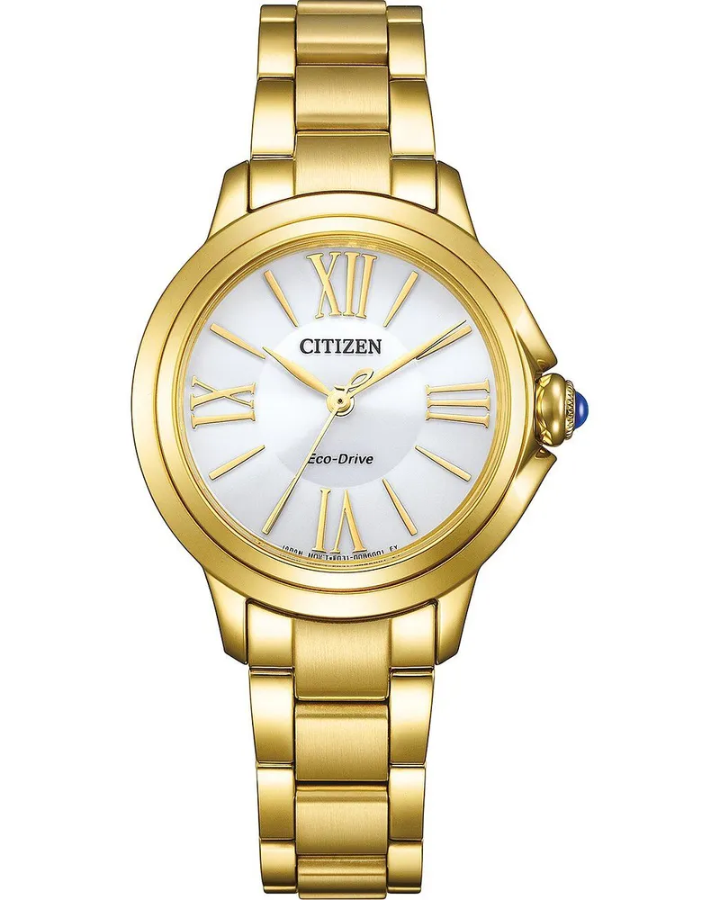 Citizen L, Eco-Drive, Analog Quartz, Weißes Ziffernblatt Damenuhr EM1162-52A Weiß