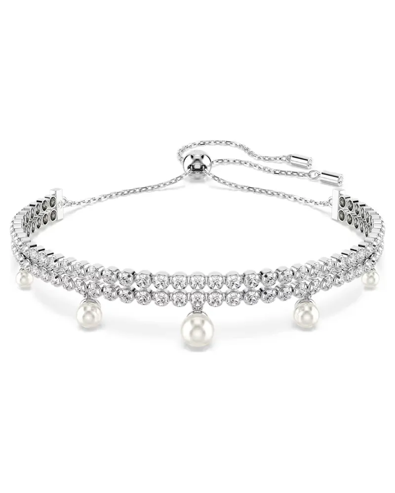 Swarovski Ariana Grande x Swarovski Armband Kristallperle, Rundschliff, Weiß, Rhodiniert 