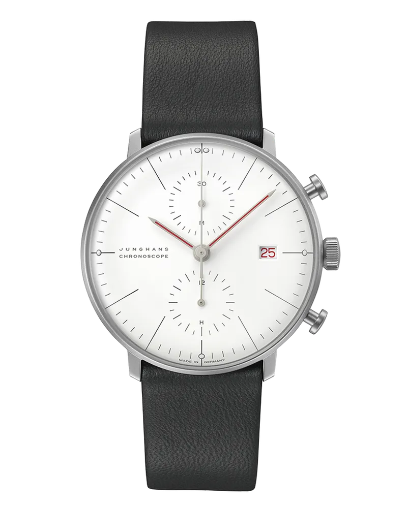 Junghans Max Bill Chronoscope Bauhaus Herrenuhr 27-4303.02 Weiß