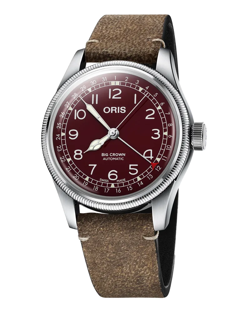 ORIS Big Crown Pointer Date 40mm Automatik Lederarmband Rot Herrenuhr 01 754 7741 4068-07 5 20 50 Rot