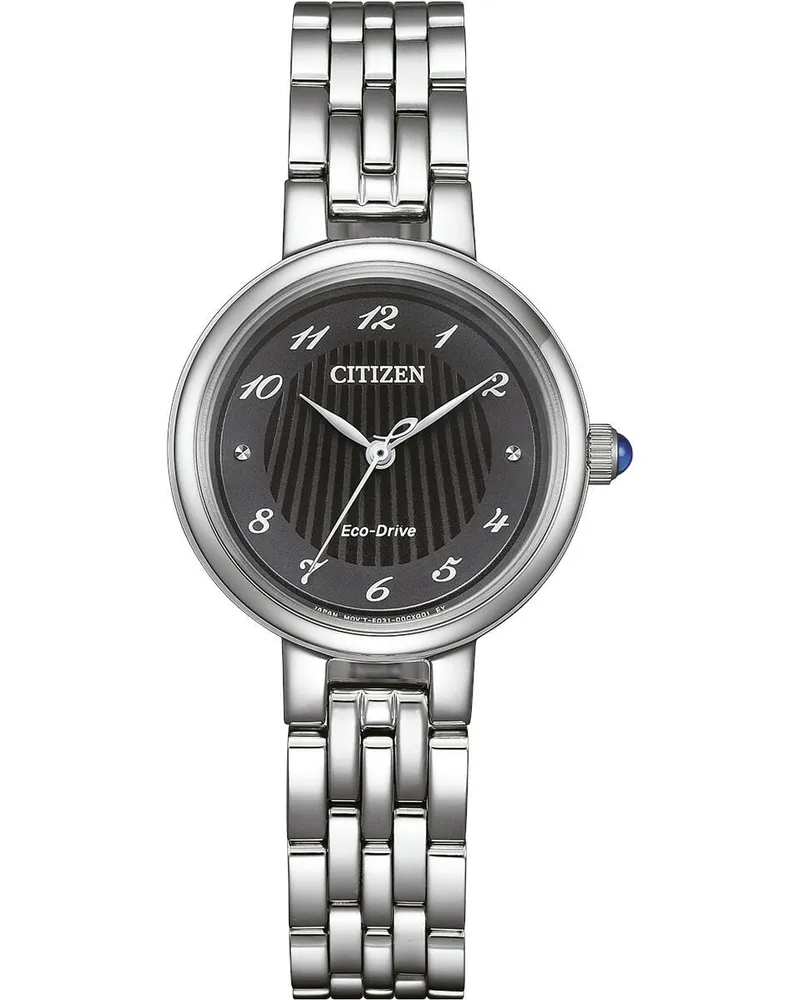 Citizen Analog Quartz, Eco-Drive, Edelstahlband, 27,7 mm Gehäusedurchmesser, Schwarz Damenuhr EM0990-81E Schwarz