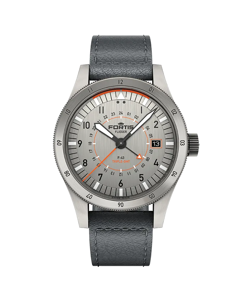 FORTIS FLIEGER F-43 Triple-GMT Titanium Herrenuhr F4260003 Titan