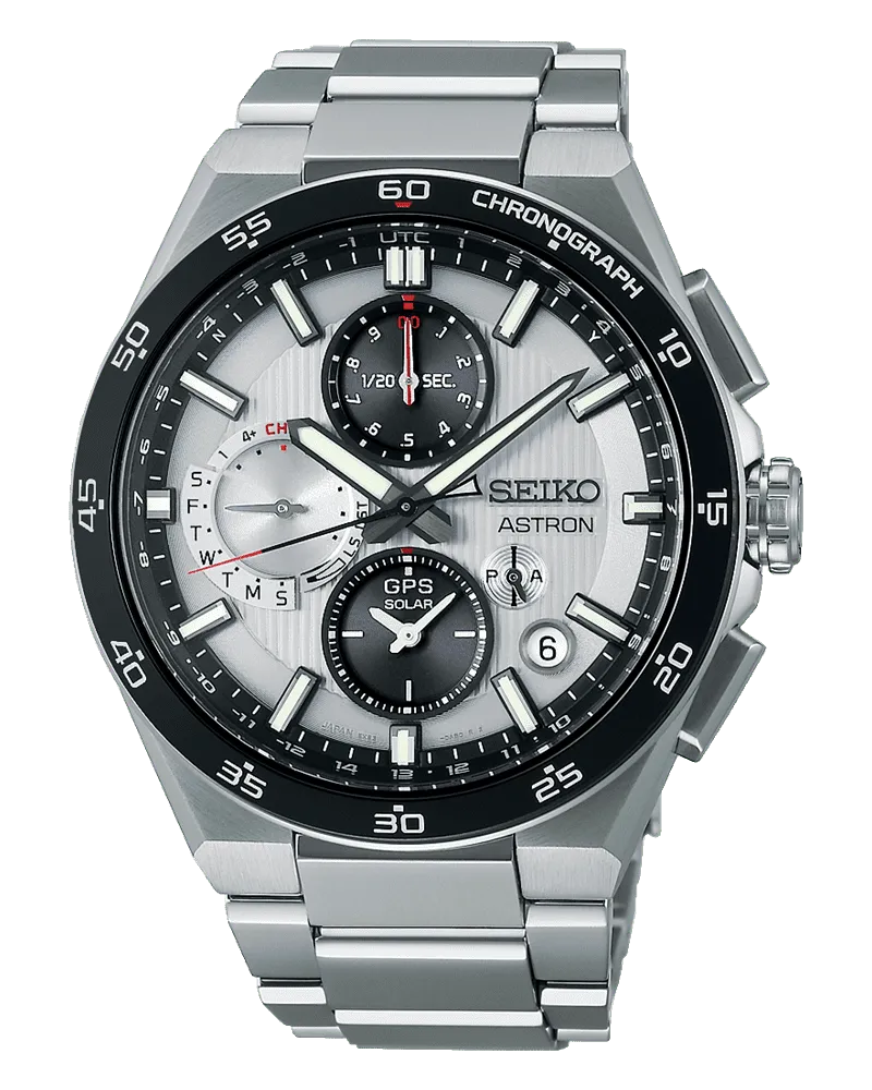 Seiko Seiko Astron GPS Solar Dual Time Chronograph Herrenuhr SSH153J1 Silber