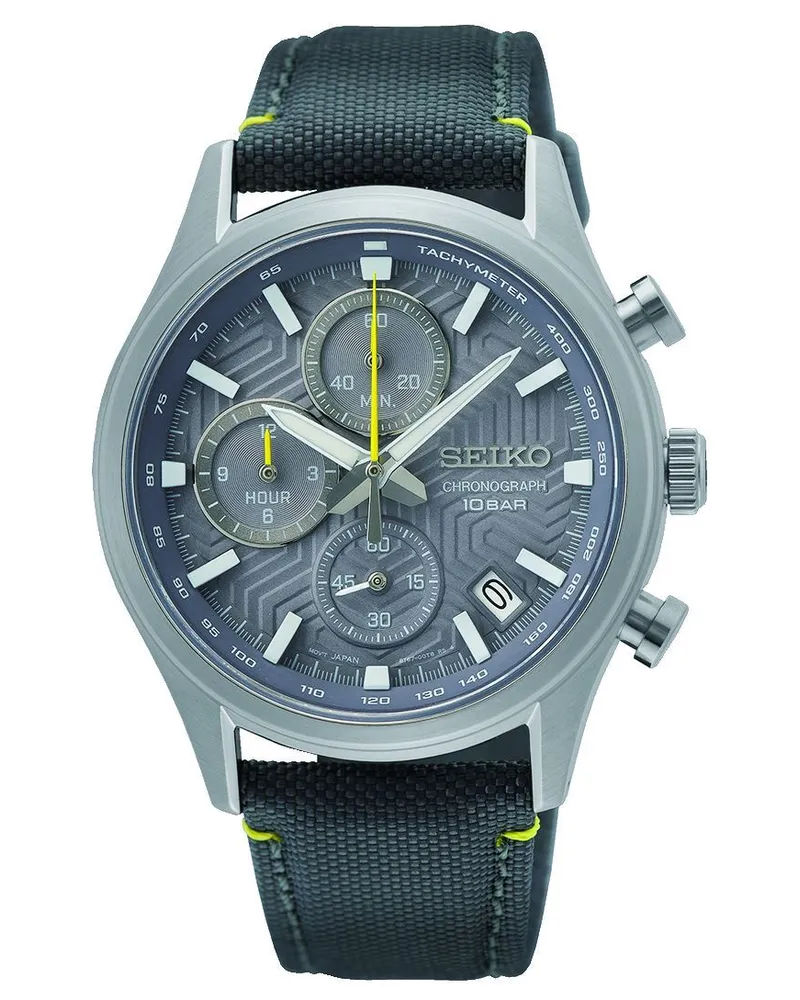 Seiko Quarz Chronograph mit Tachymeter Herrenuhr SSB423P1 Grau