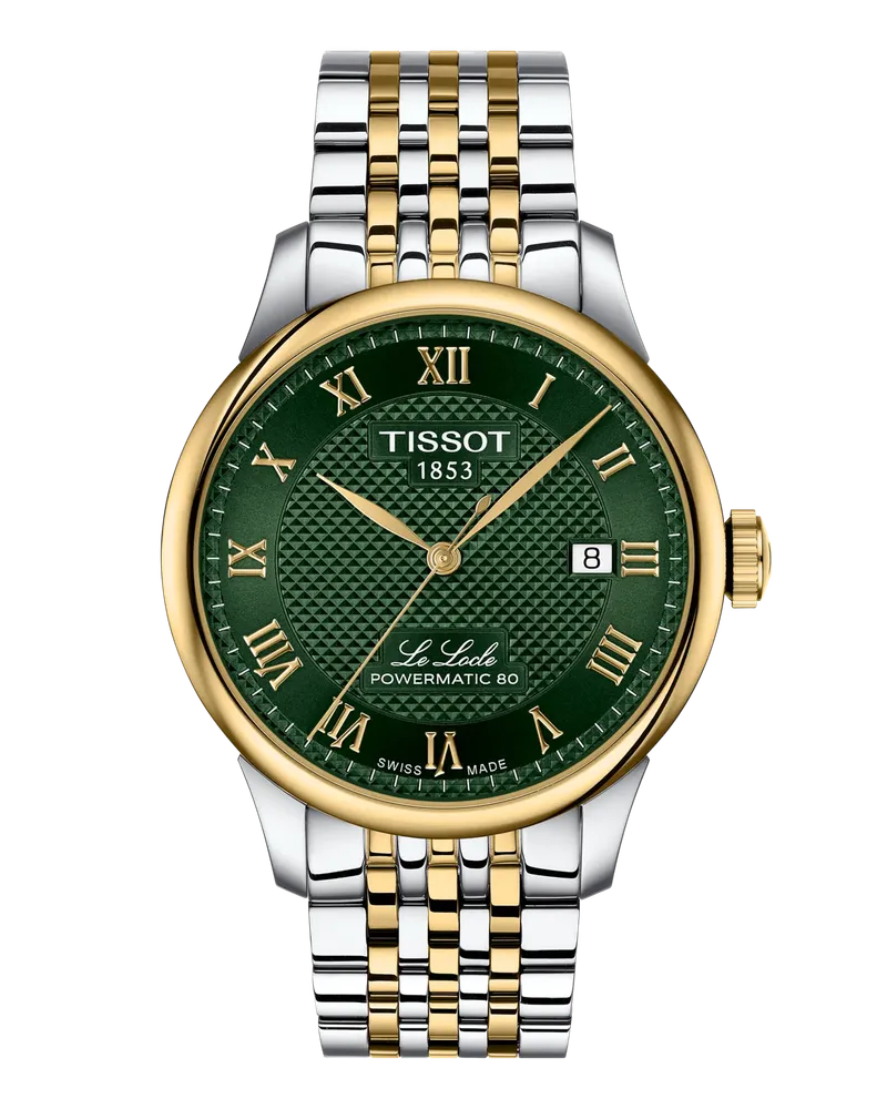 Tissot LE LOCLE Automatikuhr, Powermatic 80 Gold Herrenuhr T006.407.22.093.00 Grün