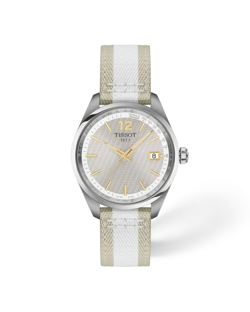 Tissot PR 100 34mm, Schweizer Quarzwerk,  Textilband Damenuhr T150.210.17.037.00 Grau