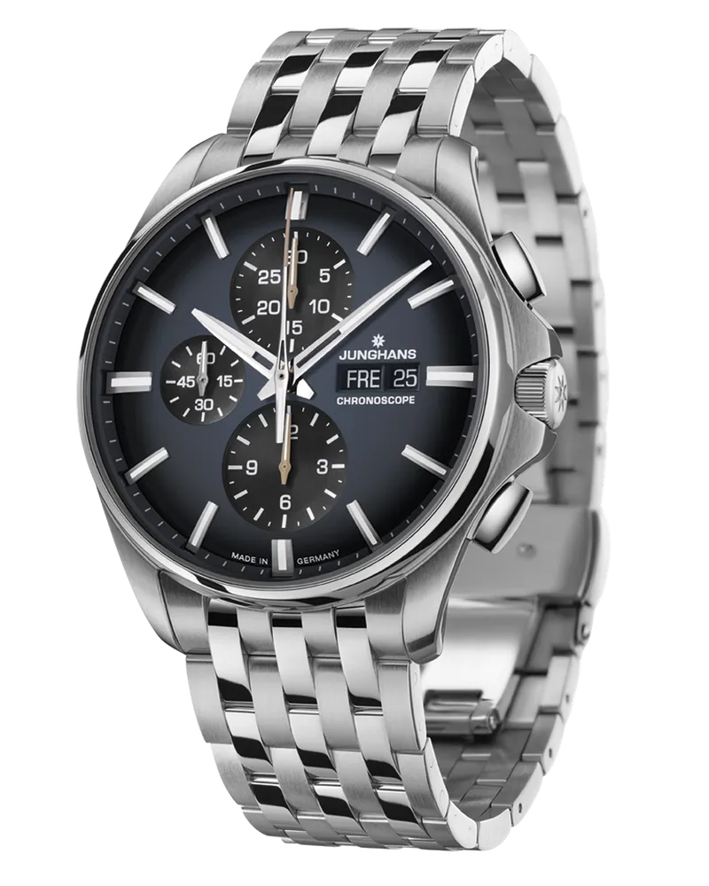 Junghans Meister S Cronoscope Herrenuhr 027/4228.44 Blau
