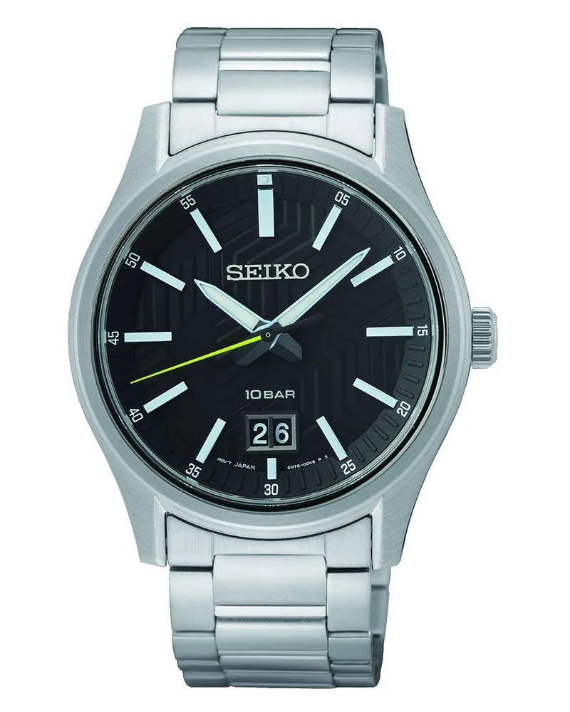 Seiko Quarz mit Großdatum Herrenuhr SUR535P1 Schwarz