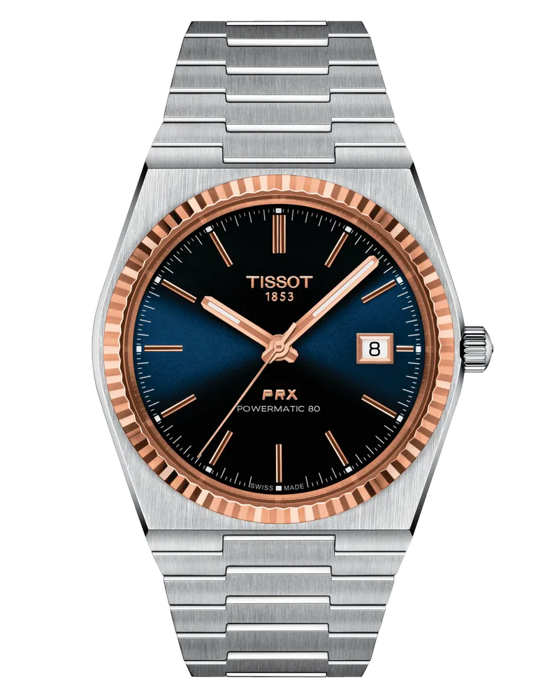 Tissot PRX Powermatic 80 18K Gold bezel Herrenuhr T931.407.41.041.00 Blau