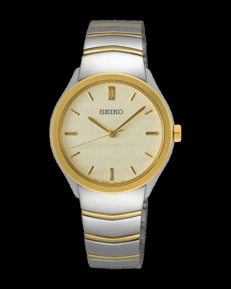 Seiko 3 Zeiger Quarz Damenuhr SUR550P1 Beige