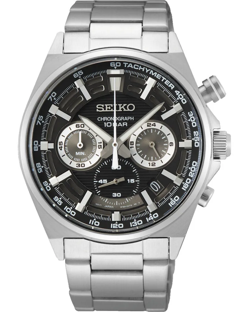 Seiko Chronograph Quarz Herrenuhr SSB397P1 Schwarz