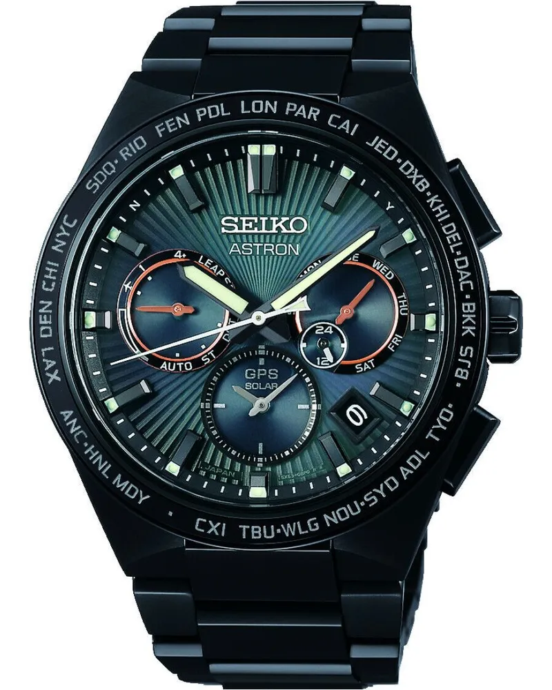 Seiko Astron GPS Solar Dual Time Limited Edition Herrenuhr SSH127J1 Blaugrün