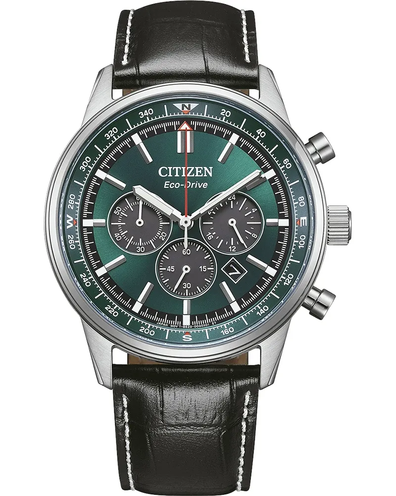 Citizen Eco-Drive Classic Chronograph, Leder Grün, 42mm Herrenuhr CA4720-01X Grün