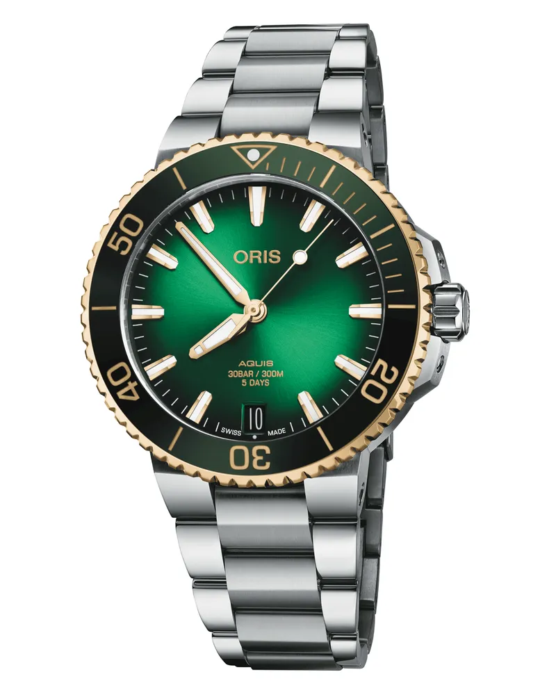 ORIS Aquis Date Calibre 400 41,5mm  Taucheruhr Herrenuhr 01 400 7769 6357-07 8 22 09PE Grün
