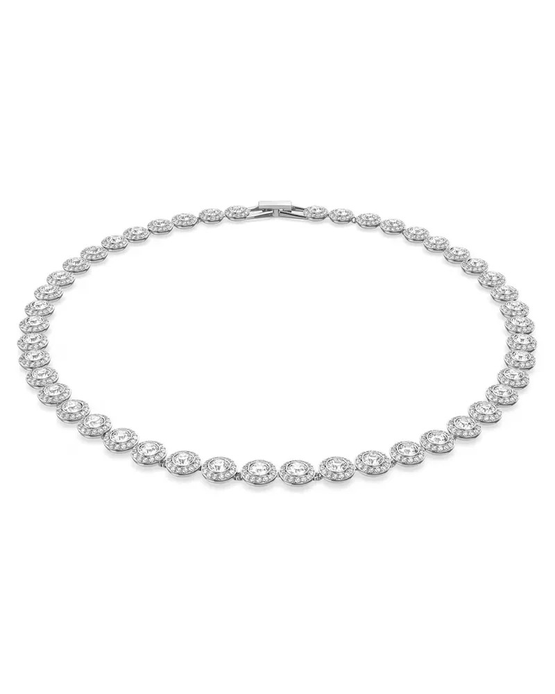 Swarovski Una Angelic Halskette Rundschliff, Mittel, Weiß, Rhodiniert 