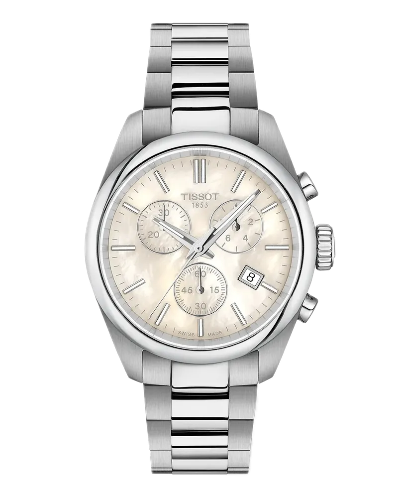 Tissot PR 100 36mm Schweizer Quarzwerk, Perlmuttzifferblatt, Edelstahlband Damenuhr T150.217.11.111.00 