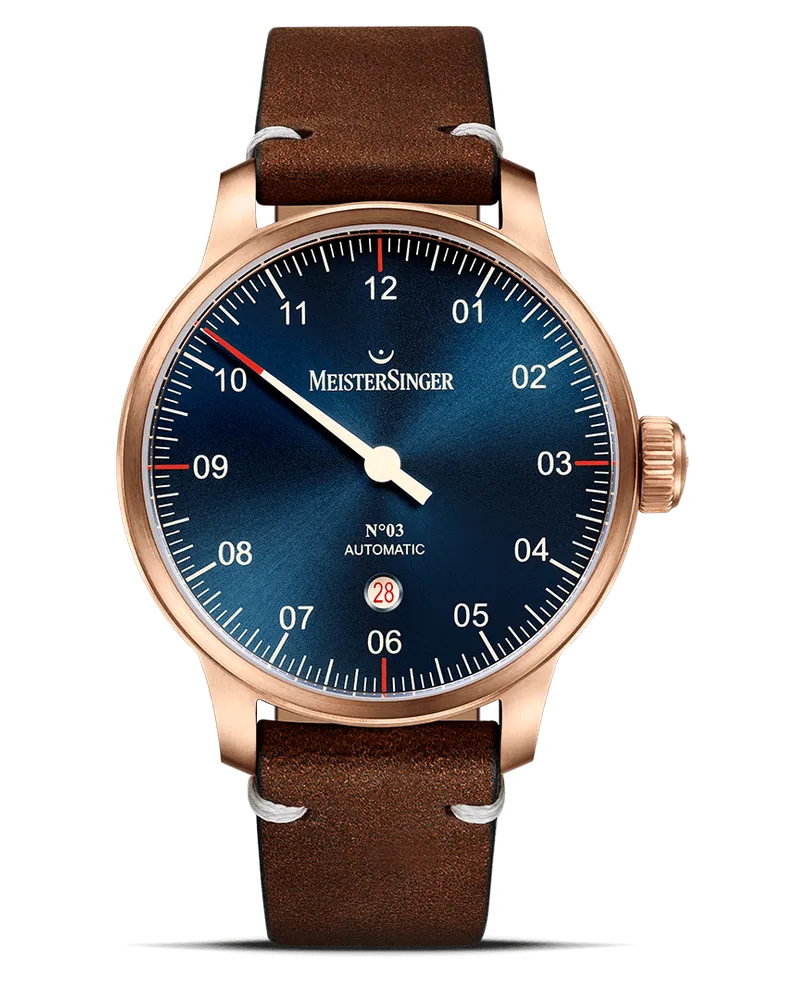 MeisterSinger Herrenuhr N°03 - Bronze Line AM917BR Blau