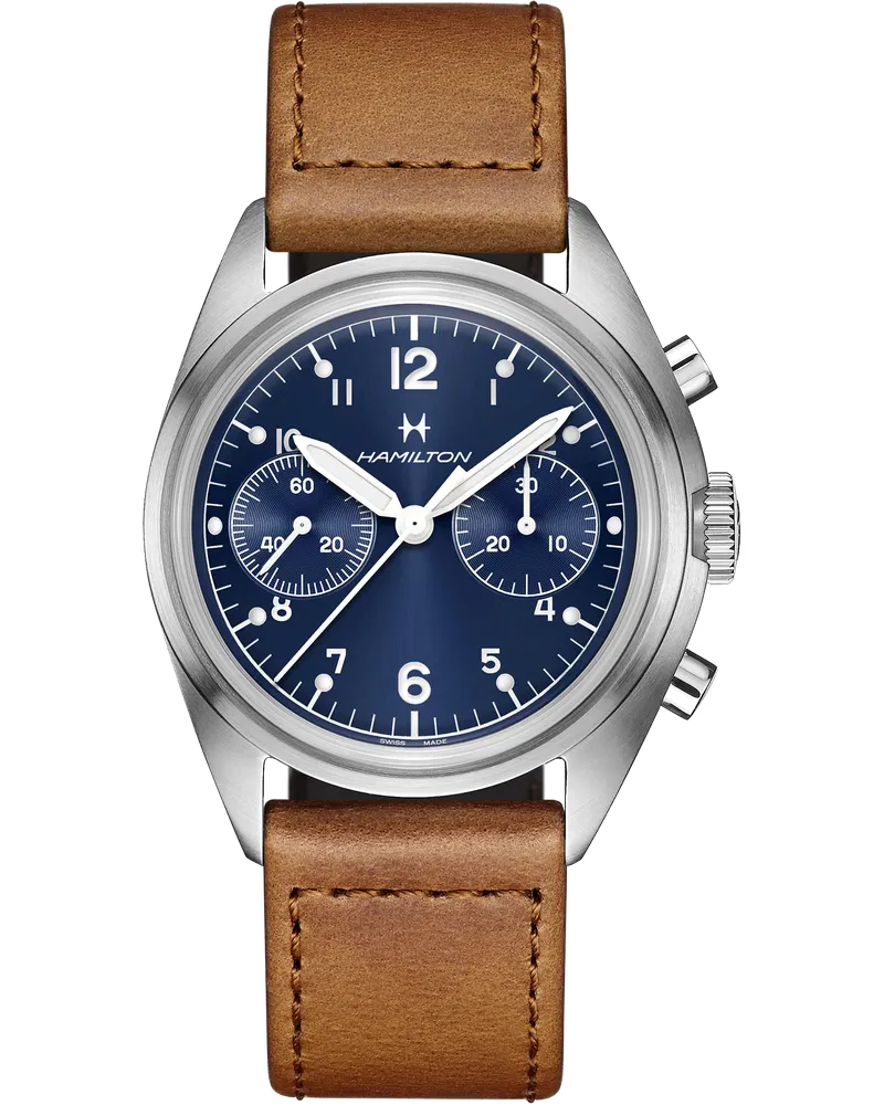 HAMILTON Khaki Aviation Pilot Pioneer Mechanical Chronograph Herrenuhr H76409540 Blau