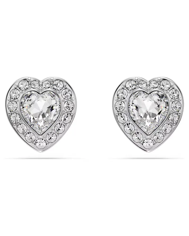 Swarovski Ariana Grande x Swarovski Ohrstecker Verschiedene Schliffe, Herz, Weiß, Rhodiniert 