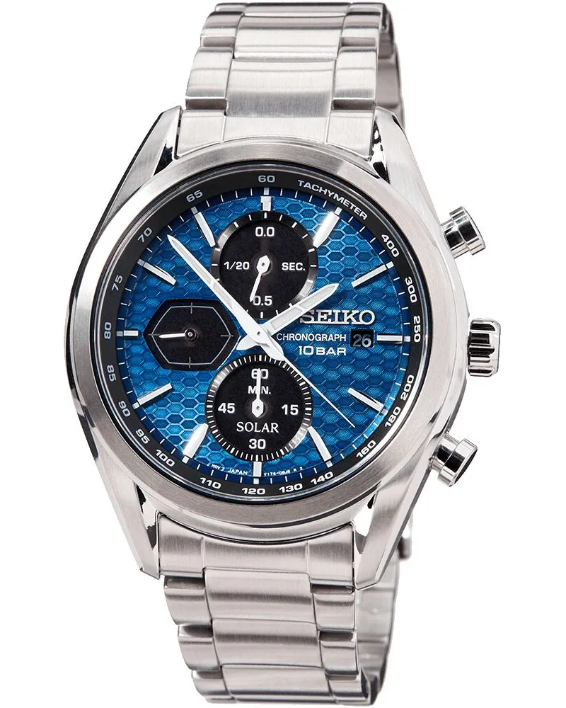 Seiko Chronograph Solar SSC801P1 Herrenuhr Blau