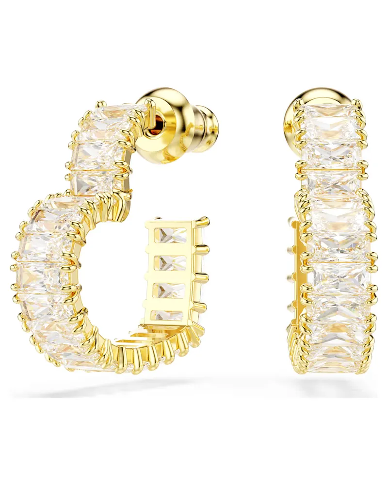 Swarovski Creolen Matrix Kreolen Baguette-Schliff, Herz, Klein, Weiß, 18k vergoldet 