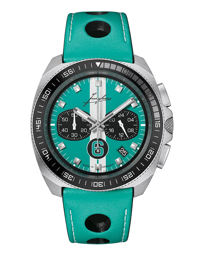 Junghans 1972 Chronoscope Sports Edition 2026, Türkis, Quarzwerk, Limited Edition Herrenuhr 41/4558.00 Türkis