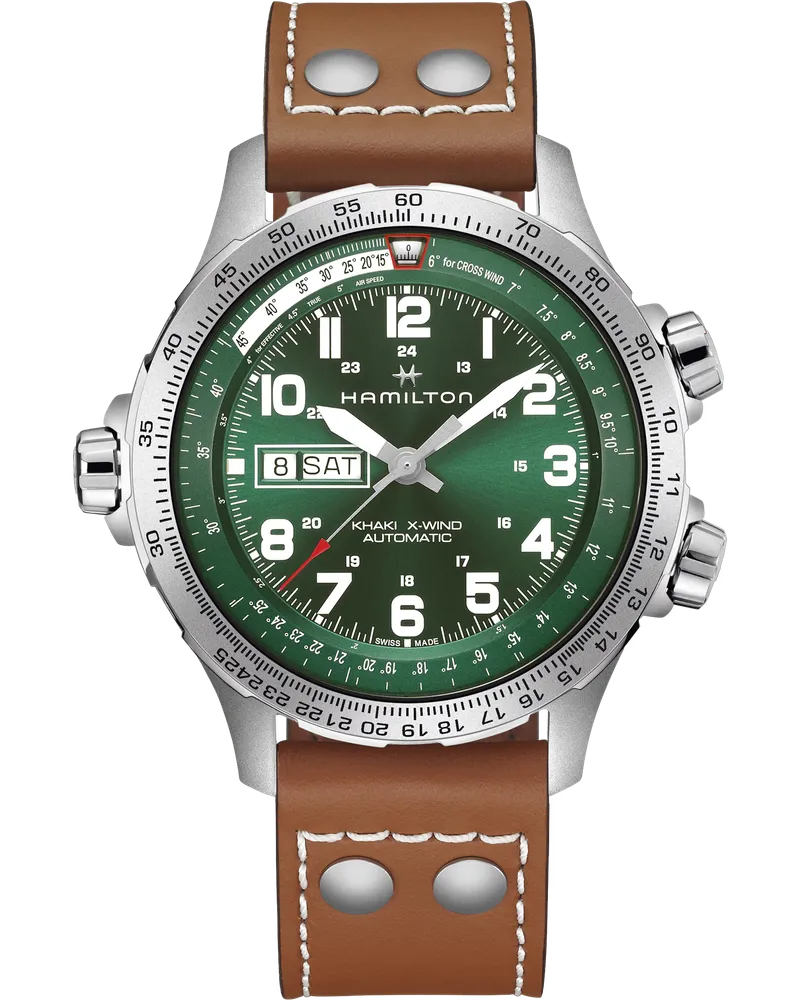 HAMILTON Khaki Aviation X-Wind Day Date Herrenuhr H77735560 Grün
