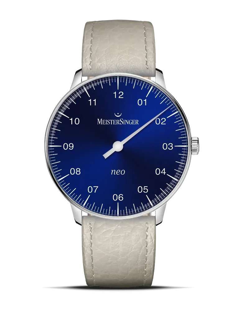 MeisterSinger Neo Automatik, Blau, Lederarmband Damenuhr NES908 Blau