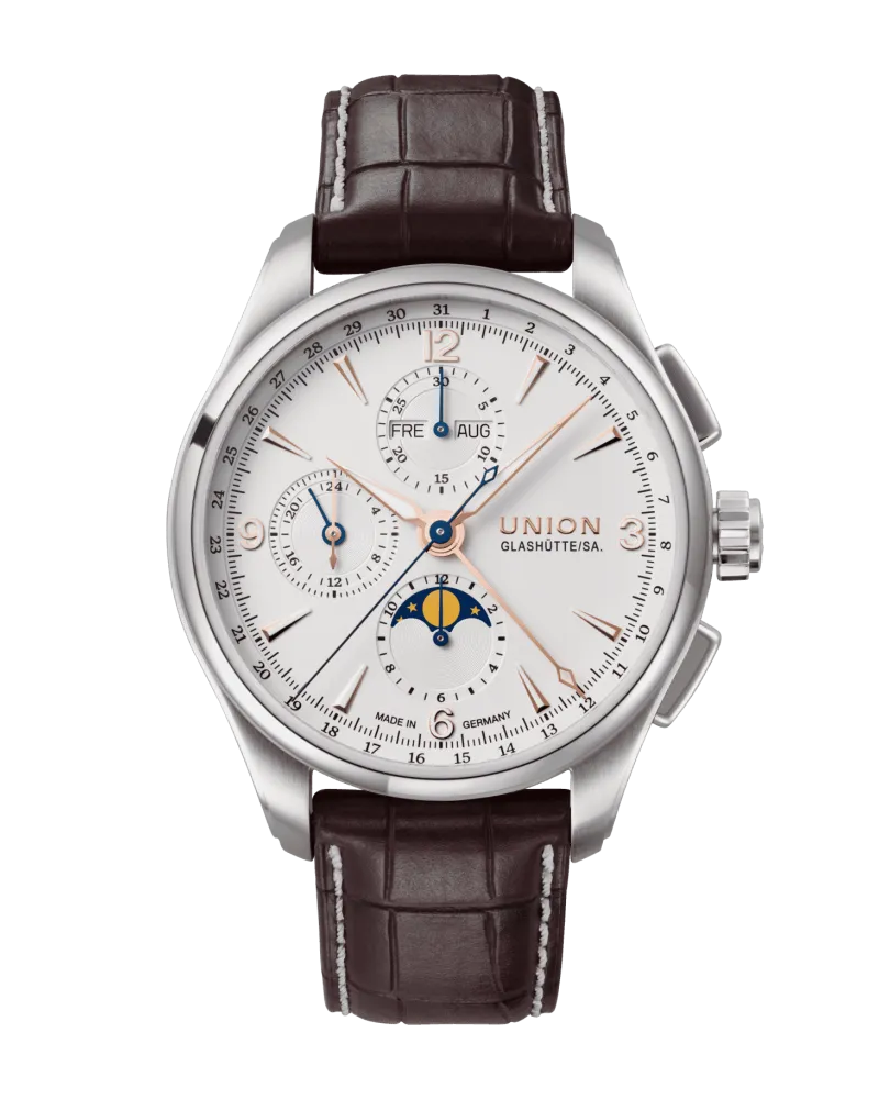Union Glashütte Belisar Chronograph Mondphase Herrenuhr D014.425.16.017.01 Weiß
