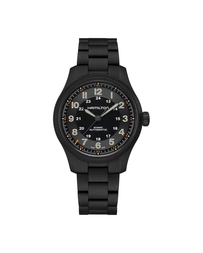 HAMILTON Khaki Field Titanium Auto Herrenuhr H70665130 Schwarz