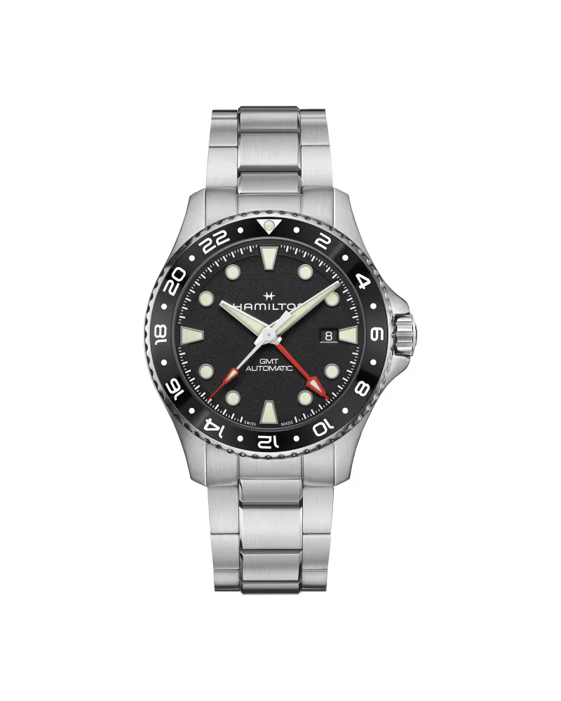 HAMILTON KHAKI NAVY SCUBA AUTO Schwarz GMT 43 MM Herrenuhr H82555130 Schwarz