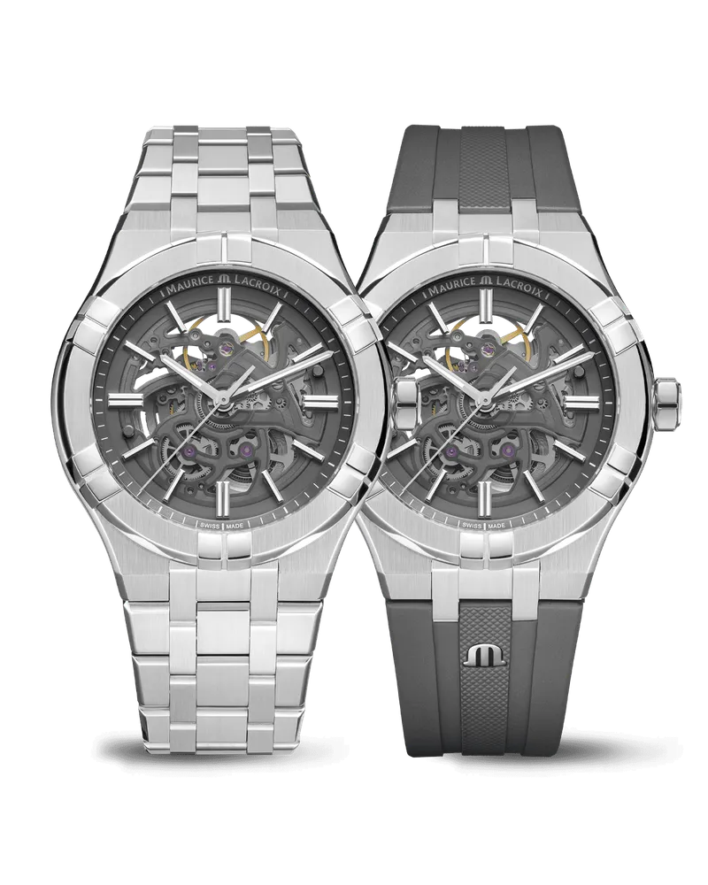 Maurice Lacroix Aikon Automatic Skeleton, Automatikwerk, Grau, inklusive Ersatzband Herrenuhr AI6008-SS00F-030-A Grau