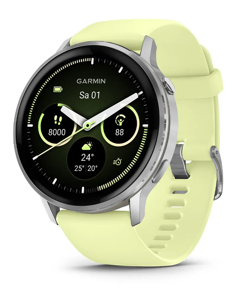 Garmin Venu® 4 - 45 mm
Grau/Silber mit Schnellwechsel-Silikon-Armband 22 mm Zitrone Herrenuhr 010-03014-02 Schwarz