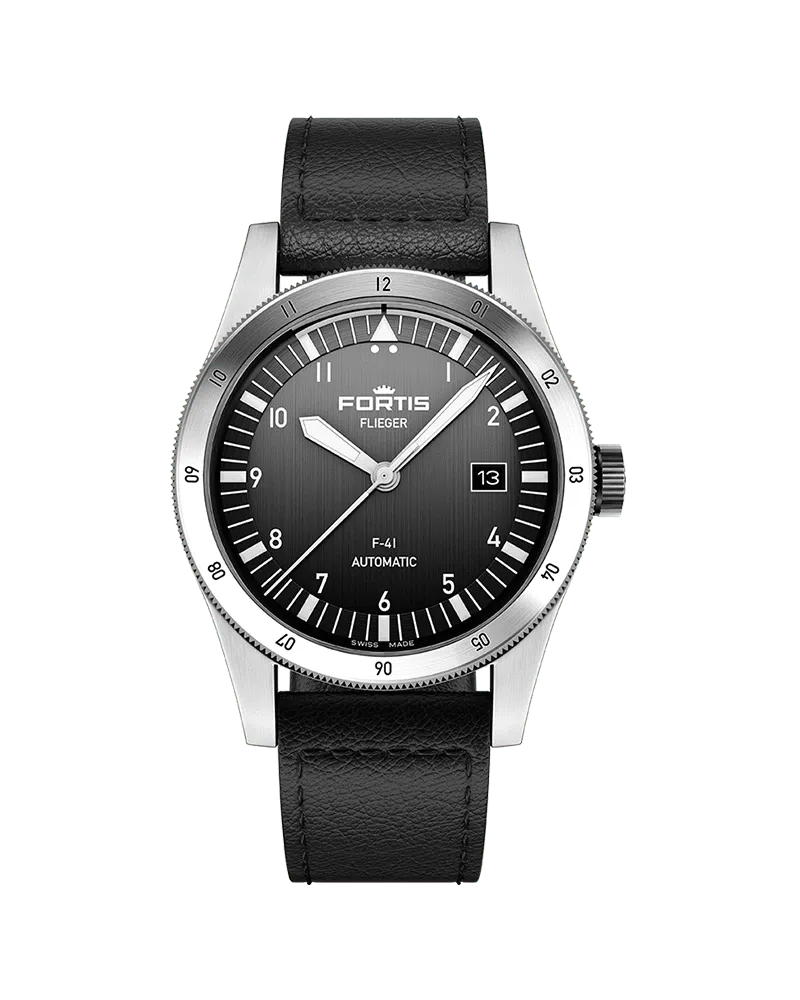 FORTIS FLIEGER F-41 Automatic Black Herrenuhr F4220018 Schwarz