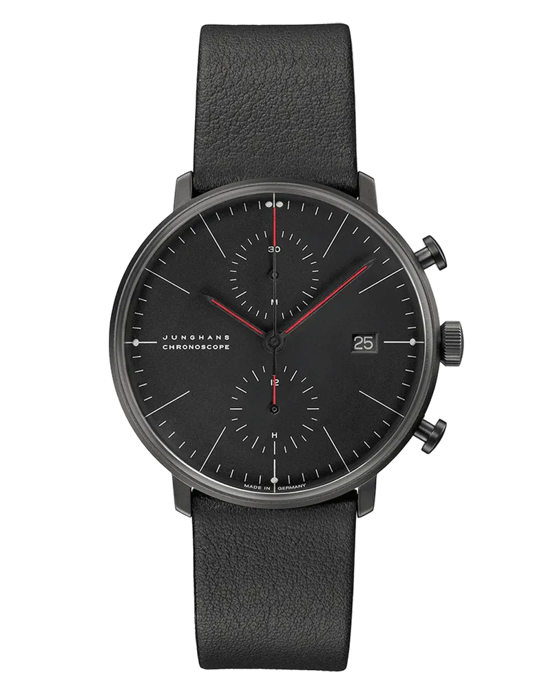 Junghans Max Bill Chronoscope Bauhaus Herrenuhr 27/4409.02 Schwarz
