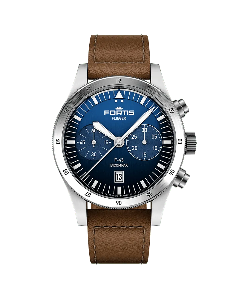 FORTIS FLIEGER F-43 Bicompax Liberty Blue Herrenuhr F4240013 Blau