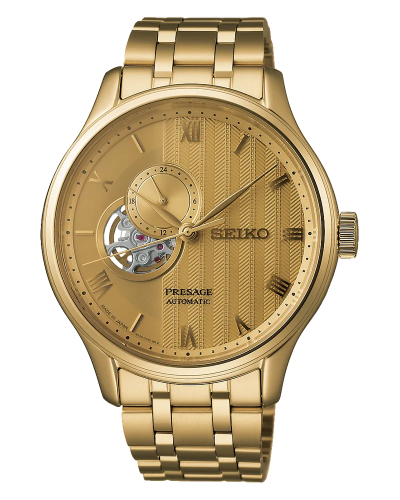 Seiko Presage Automatik Offenes Herz Japanese Garden Herrenuhr SSA468J1 Braun