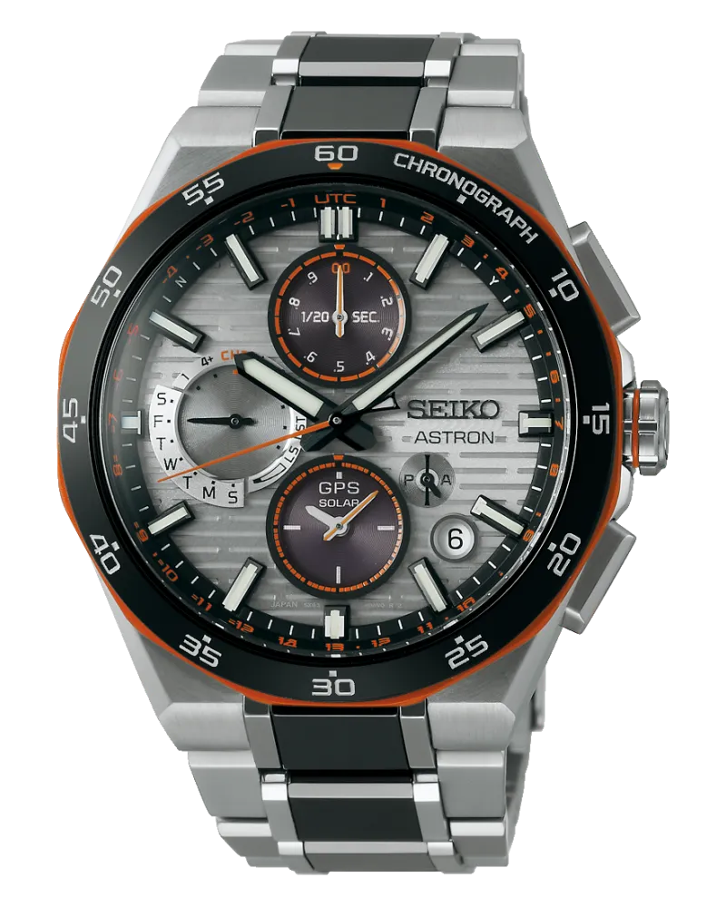 Seiko Astron GPS Solar Dual Time Chronograph Limited Edition Herrenuhr SSH183J1 Grünorange