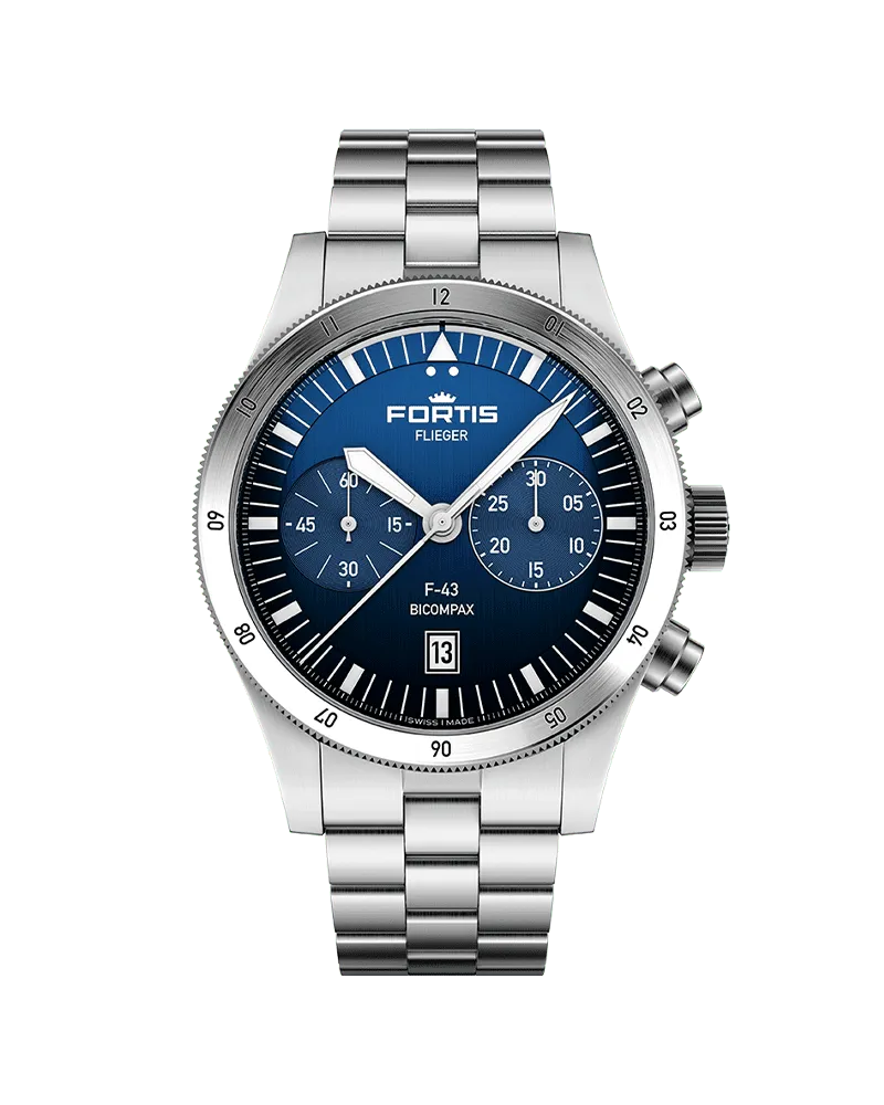 FORTIS FLIEGER F-43 Bicompax Liberty Blue Herrenuhr F4240012 Blau