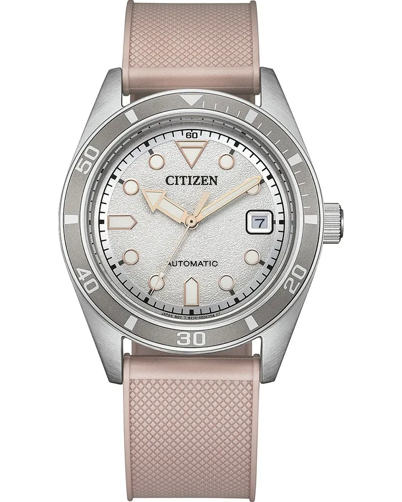 Citizen Automatik Rosa Gummiband (Urethan) weiß, 38.5mm Damenuhr NJ0229-07A Weiß