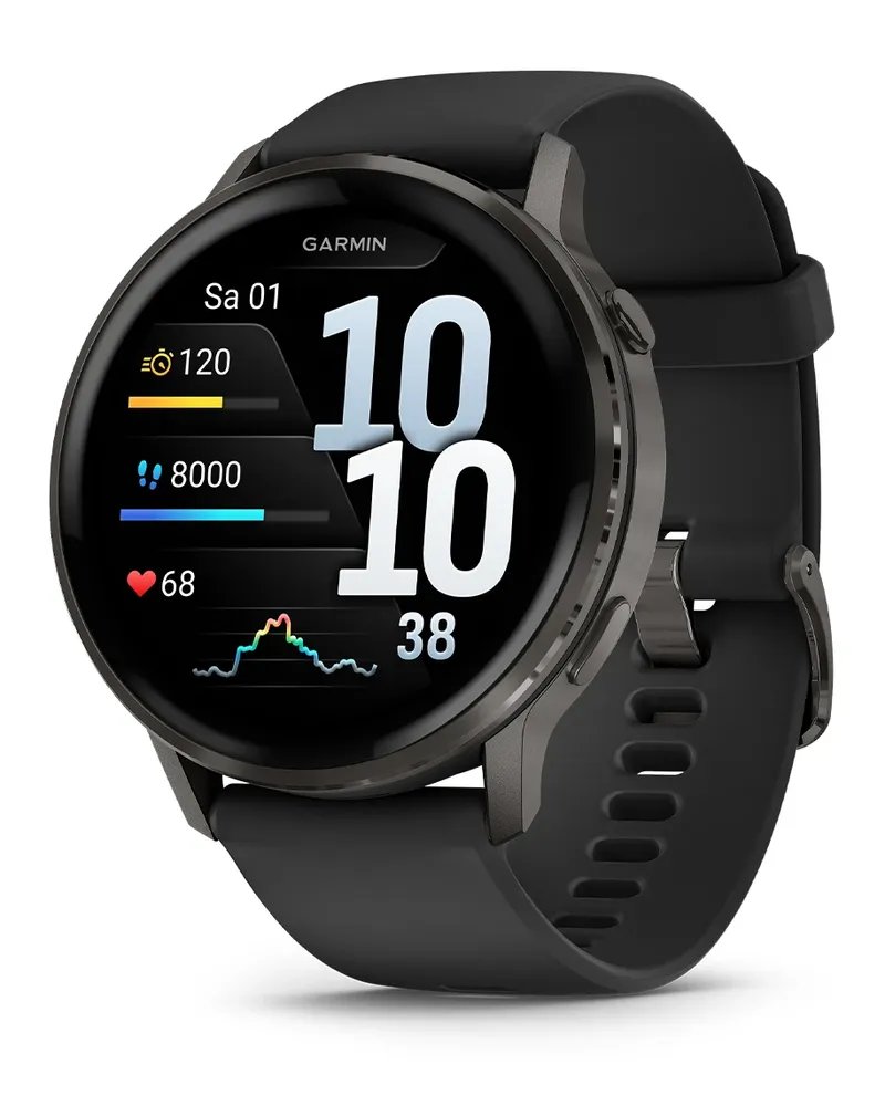 Garmin Venu® 4 - 45 mm Schwarz/Schiefergrau mit Schnellwechsel-Silikon-Armband 22 mm Unisexuhr 010-03014-00 