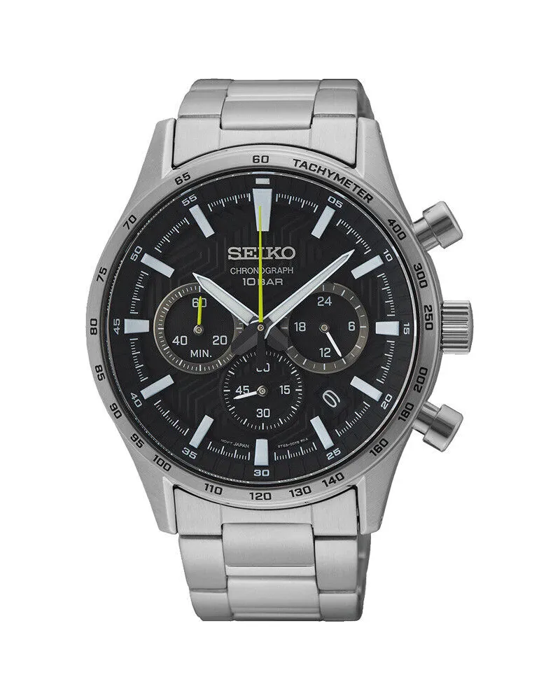 Seiko Chronograph Herrenuhr SSB413P1 Schwarz