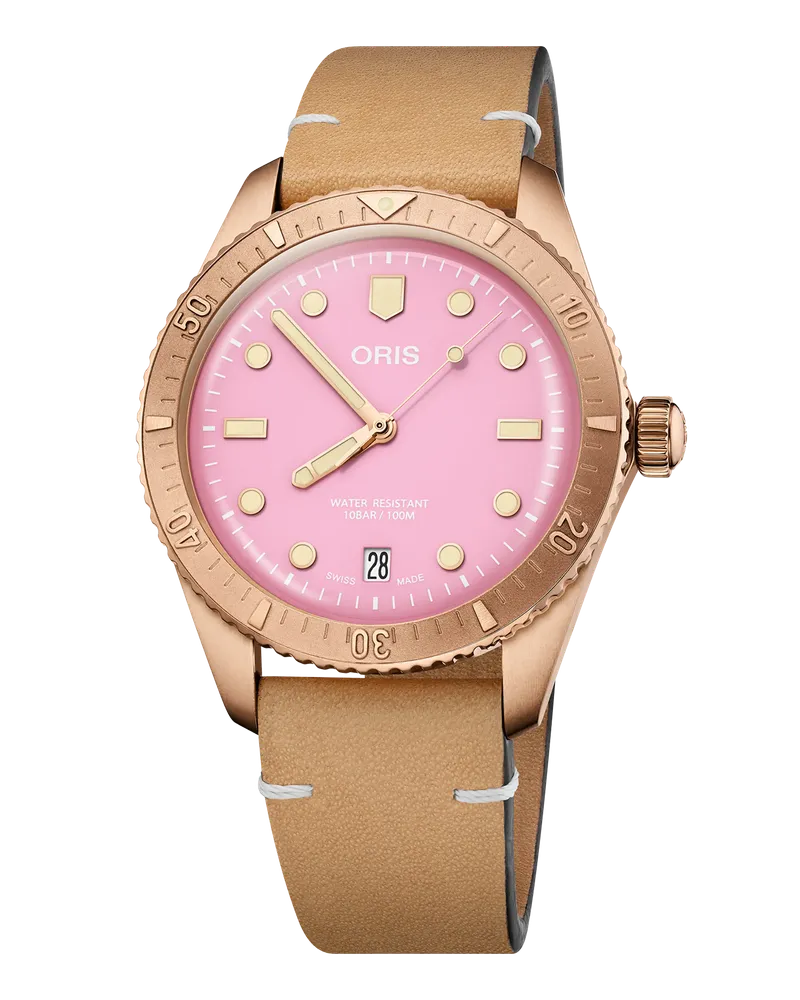 ORIS Divers Sixty‑Five Cotton Candy 38mm Bronze Rosa Damenuhr 01 733 7771 3158-07 5 19 04BR Rosa
