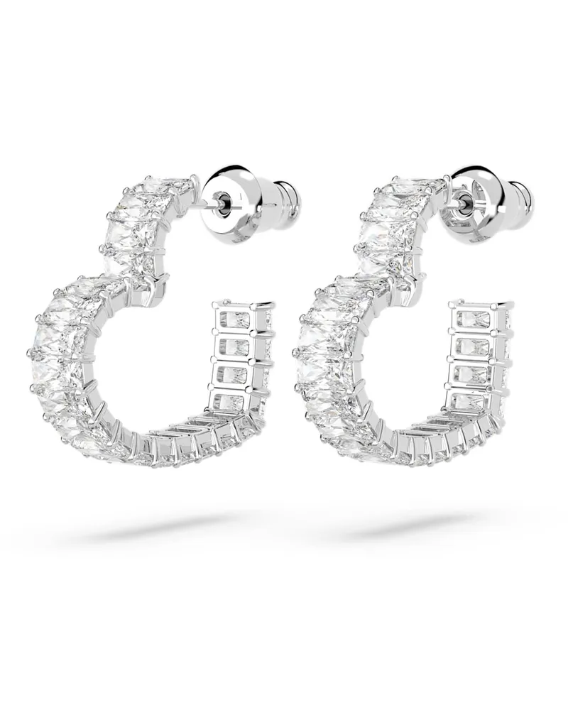 Swarovski Creolen Matrix Baguette-Schliff, Herz, Klein, Weiß, Rhodiniert 